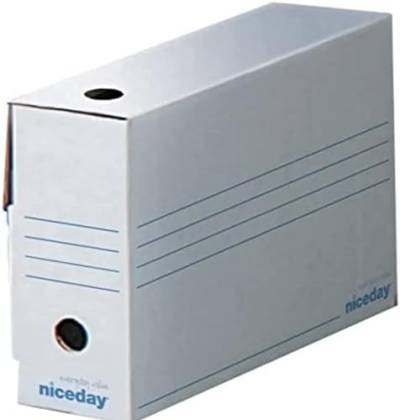 IDMENAGE Archivbox – aus weißem und blauem Karton – Größe 335 x 100 x 245 mm – wird in Packungen mit 50 Stück verkauft von IDMENAGE