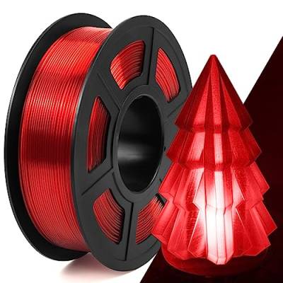 IEMAI PETG Filament 1,75mm, 3D Drucker Filament, PETG 1kg Spule für 3D Drucker, 3D Filament Druckmaterialien,Transparent Rot von IEMAI