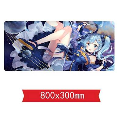 Mauspad Hatsune Miku 800X300mm Mauspad, Speed ​​Gaming Mousepad, Erweitertes XXL großes Mousemat mit 2mm starker Basis, für Notebooks, PC, G von IGIRC