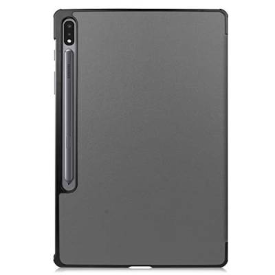 INF Hülle für Samsung Galaxy Tab S7 Plus/FE/Lite, dreifach Faltbare Tablethülle, PU-Leder und PC-Material, 1 × Hülle für Tablet (grau) von INF