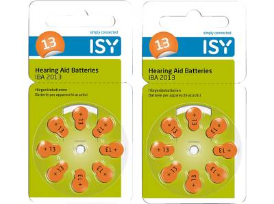 ISY IBA-2013 Typ 13 Hörgerätebatterien, Zink-Luft Knopfzellen, 1.45 Volt 16 Stück von ISY