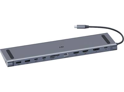 ISY IDO-1100 USB-C Multiport Docking Station + Power Delivery, Silber/Aluminium von ISY