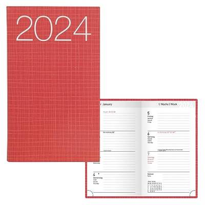 Idena 11032 - Taschenkalender 2024, Ladytimer Graphic rot, 87 x 153 mm, 128 Seiten, Wochenplaner mit flexiblem Cover von Idena
