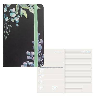 Idena 11062 - Terminkalender 2024, 90 x 140 mm, Leaves, 176 Seiten, 1 Woche auf 1 Seite, Agenda, Wochenplaner von Idena