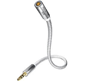 inakustik – 004102075 – Premium Klinken-Verlängerungskabel |Für Kopfhörerkabel mit 3,5mm Klinkenanschluss - Inkl. 6,3mm Adapter | 7,5m in Weiß/Silber | 2-fache Abschirmung - moderner Geflechtschirm von Inakustik