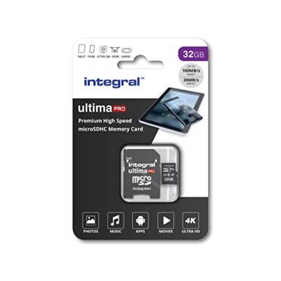 Integral Ultimapro - Memory Card 32 GB microSDHC/100 MB/s/Class 10 UHS-I U3/ V30 + Adapter von Integral