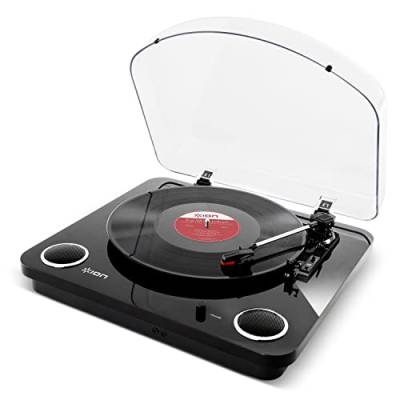 ION Audio Max LP - Vinyl Plattenspieler Bluetooth mit eingebauten Lautsprechern und USB, schwarz von Ion