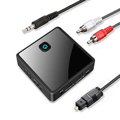 Isobel Bluetooth Transmitter Empfänger 2 in 1 Bluetooth Adapter Audio 5.0 Sender/Receiver Adapter Low Latency mit Optical Toslink RCA 3,5mm AUX Kabel für TV/PC/Laptop Dual Link von Isobel