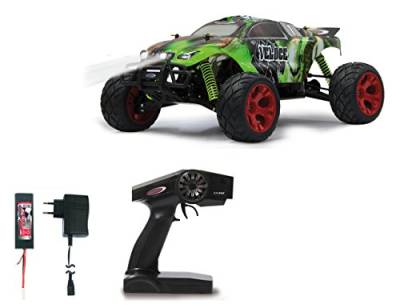 JAMARA Veloce Monstertruck 1:10 BL 4WD Lipo 2,4G LED - Allrad, Brushless, Akku, 65Kmh, Aluchassis, spritzwasserfest, Öldruckstoßdämpfer, Kugellager, Fahrwerk einstellbar, fahrfertig von JAMARA