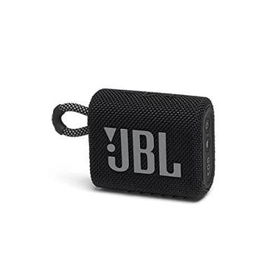 JBL GO 3 kleine Bluetooth Box in Schwarz – Wasserfester, tragbarer Lautsprecher für unterwegs – Bis zu 5h Wiedergabezeit mit nur einer Akkuladung. (1er Pack) von JBL