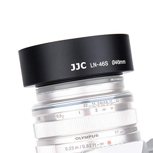 46 mm Gegenlichtblende aus Metall zum Aufschrauben für Olympus M.Zuiko Digital 25 mm 17 mm Objektiv auf OM-D E-M1X E-M10 E-M5 Mark III DSLR-Kamera und Oher-Objektive mit 46 mm Filtergewinde von JJC