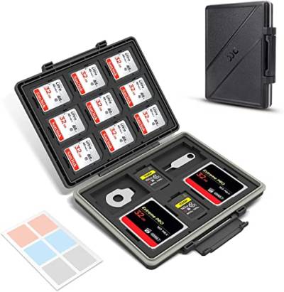 JJC 45 Slots Speicherkarten Etui Wasserdicht für SD, Micro SD/TF, CFexpress Typ A, CFexpress Typ B, XQD - Micro SD Karten Aufbewahrung Halter Box Wallet Memory Card Holder Case von JJC