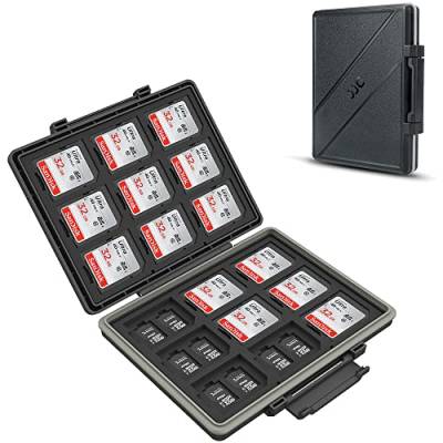 JJC 54 Steckplätze Speicherkarten Etui Tasche Aufbewahrung für 36 Micro SD SDXC SDHC + 18 SD SDXC SDHC, Wasserdicht Speicherkartenetui SD Karten Tasche Etui Schutzbox Tragetasche - Memory Card Case von JJC