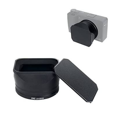 JJC Kamera-Gegenlichtblende aus Metall mit Haubendeckel für Ricoh GR IIIx GR3x Digitalkamera, reduziert das Flackern des Objektivs, verhindert Reflexionen, schützt das Objektiv von JJC