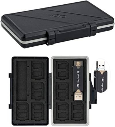 JJC Wasserdicht Speicherkarten Etui mit USB 3.0 Kartenlesegerät Aufbewahrung für 16 Micro SD SDXC SDHC + 8 SD SDXC SDHC, SD Karten Schutzbox Tragetasche - Memory Card Case Box von JJC