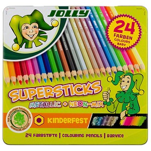 JOLLY SUPERSTICKS METALLIC + NEON-MIX Buntstifte farbsortiert, 24 St. von JOLLY