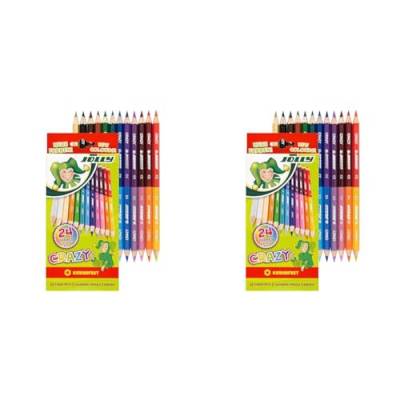 JOLLY Superstick Crazy Buntstifte Farbstifte | 24 Farben mit 12 Farbstiften | Kinderfest und Bruchsicher | Ungiftig | extra dicke Mine | 12 Stifte im Kartonetui (Packung mit 2) von JOLLY