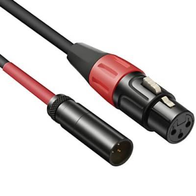 JOMLEY Mini XLR auf XLR Kabel, XLR Weiblich auf Mini XLR Männlich Mikrofon Audio Kabel für Blackmagic Tasche 4K Kamera Video Assist 4K - 0,3 m von JOMLEY