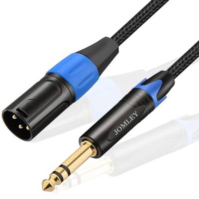 JOMLEY XLR auf 6,35 mm Kabel, Symmetrisches 6,35 mm TRS auf XLR Stecker Stereokabel, Nylongeflecht 6,35 mm TRS auf 3-Polig XLR Stecker Verbindungsmikrofonkabel - 3 Meter von JOMLEY