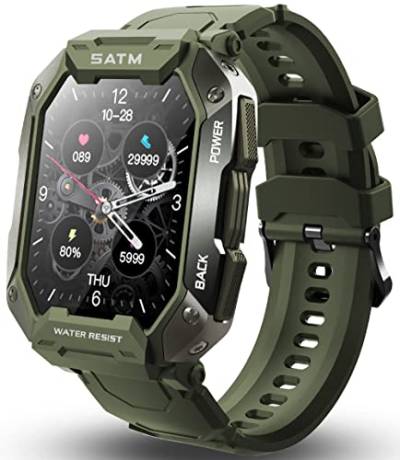 Smartwatch ,Fitness Tracker Uhr 1.72 Zoll 5ATM Wasserdicht Sportuhr ,mit schrittzähler Aktivitätstracker Pulsuhr Schlafmonitor Stoppuhr blutdruckmessung,Damen Herren Uhren Watch für Android IOS(Grün) von JRLinco
