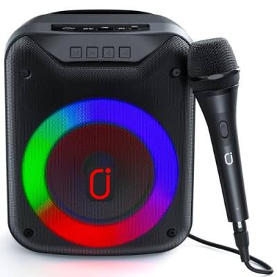 JYX Karaoke Maschine, Karaoke Anlage mit Mikrofonen für Kinder&Erwachsene, Tragbare Bluetooth Lautsprecher mit LED-Licht, ideal für Partys,Subwoofer PA System für Versammlungen von JYX