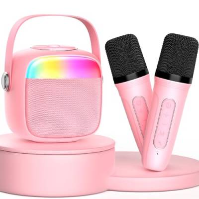 JYX Karaoke Maschine für Kinder & Erwachsene, Mini Karaoke Anlage mit 2 Mikrofonen, Bluetooth Karaoke Lautsprecher für Heimparty, Geschenk für Brithday für Mädchen und Jungen von JYX