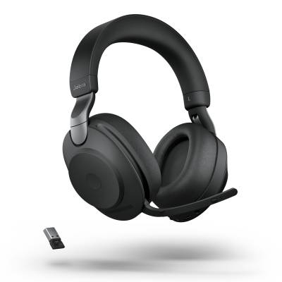 Jabra Evolve2 85 Headset, Stereo, kabellos, schwarz Bluetooth, inkl. Link 380 USB-A, inkl. Ladestation, Optimiert Microsoft Team von Jabra