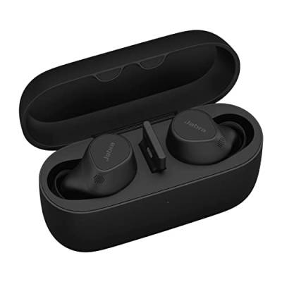 Jabra Evolve2 Buds True Wireless Bluetooth mit aktiver Geräuschunterdrückung (ANC), Jabra MultiSensor Voice-Technologie und Wireless-Charging-Pad - für Online-Meeting-Apps zertifiziert - Schwarz von Jabra