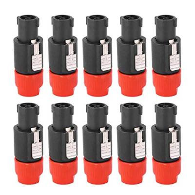 Jeanoko 10PCS C-NL4FC Humanisierter leitfähiger Speakon-Kabeladapter-Anschluss Audio-Speakon-Kabelhalterung Twist-Lock-Lautsprecherstecker für Kabel 6~15 mm(rot) von Jeanoko