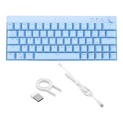Jectse Kabellose Mechanische Tastatur, Wireless 2.4G Bluetooth 3.0 5.0 Type C 3 Modi Mechanische Gaming-Tastatur mit Knopf, 64-Tasten-RGB-LED-Gaming-Tastatur mit(Brauner Schalter) von Jectse
