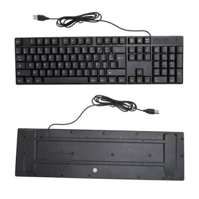 Jectse Minderheitensprachen-Tastatur, 104 Tasten, USB-kabelgebundene Gaming-Tastatur mit 4,9 Fuß Langem Kabel, Ergonomische, Ultradünne, Leichte, (Französisches AZERTY-Layout) von Jectse