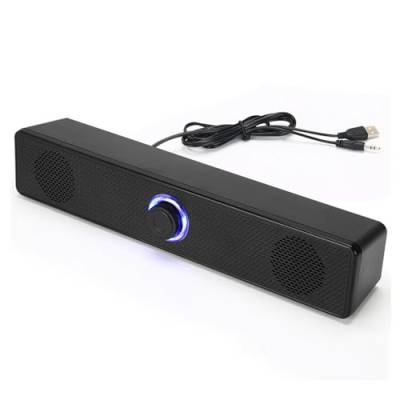 Jectse USB-Computerlautsprecher, HiFi-Sound-Desktop-Soundbar, Gaming-Soundbar, Externer Lautsprecher mit Lautstärkeregler, 3,5-mm-kabelgebundene PC-Lautsprecher für PC, Laptop, von Jectse