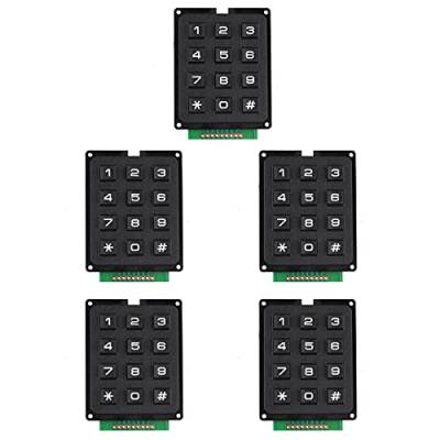Jopto 5 Stücke 4x3 Matrix Keypad Tastatur 4 x 3 Matrix Array 12 Switch Tastatur Modul 12 Key MCU Membran Switch Keypad Kompatibel mit Arduino und Raspberry Pi von Jopto