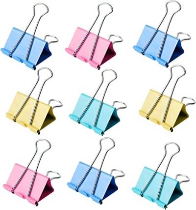 Binder Clips 4 Colors Metal Binder Paper Clamps 32mm File Money Paper Stationary Clamps Mini Bulldog Clips for Paper Work Office School Home Kitchen Shops(24Pcs) von Juliyeh
