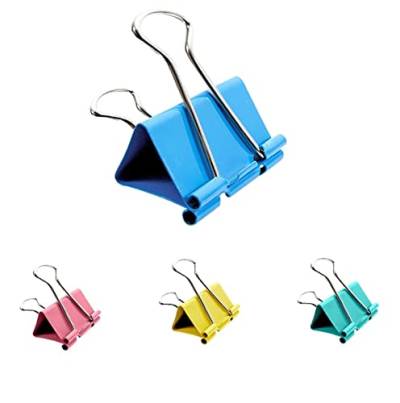 Binder Clips 4 Colors Metal Binder Paper Clamps 41mm File Money Paper Stationary Clamps Mini Bulldog Clips for Paper Work Office School Home Kitchen Shops(24Pcs) von Juliyeh
