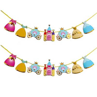 Juliyeh 2 Stück Prinzessin Schloss und Wimpelkette zum Aufhängen Banner Girlande für Kinder Geburtstag Party Zubehör von Juliyeh
