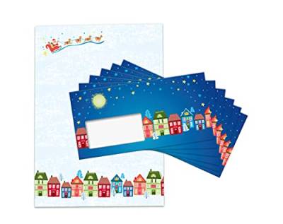 Briefpapier Weihnachten Weihnachtsbriefpapier mit Umschlag Umschlägen mit Fenster Weihnachtspapier A4 für Kunden (250 Blätter + 250 Umschläge) von Junapack
