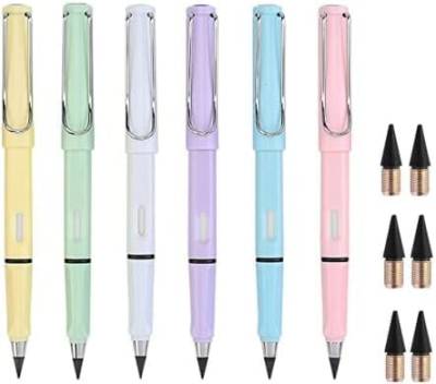6 Stück bunte ewige Bleistifte, tintenlose Bleistifte mit Ersatzspitzen, Technologie, unbegrenzt, unendliche Metallstifte für Studenten, Erwachsene, Künstler, Schreiben, Zeichnen, Bleistifte, von Junfamilee