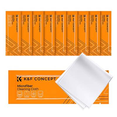 K&F Concept 10 Stück Mikrofaser Reinigungstuch,Reinigungstücher Set für Kamera,Objektiv,Filter,Brille,Display,Smartphones,Tablet, 15 * 15cm Einzel vakuumverpackung von K&F Concept