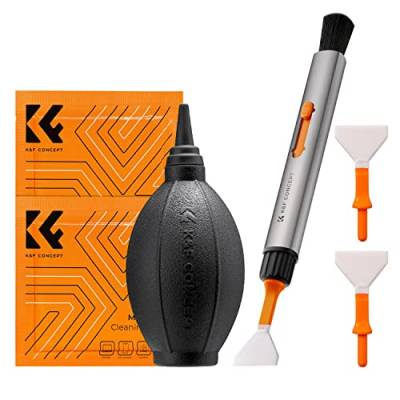 K&F Concept Kamera Reinigungs-Set: 2* Reinigungstuch + Ersatz-Reinigungsstift + 2* Vollrahmen-Reinigungsstab + Schwarzes Silikon-Luftgebläse für Objektivfilter Kamera-Tablet VR-Drohne Lünette von K&F Concept