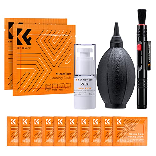 K&F Concept Kamera Reinigungsset zur Linsen-, und Objektivreinigung für Fototour (inkl. Lenspen, Blasebalg, Mikrofasertuch, Feuchttücher & Flüssig-Reiniger) von K&F Concept