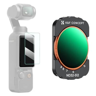 K&F Concept OSMO Pocket 3 ND Filter, Magnetischer Variabler ND Filter ND32-ND512, 5-9 Blendenstufen Graufilter kompatibel mit DJI OSMO Pocket 3 (Aluminiumrahmen) von K&F Concept