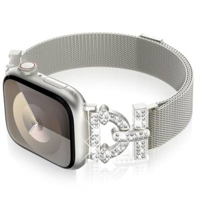 KADES Magnetisches Armband kompatibel mit Apple Watch Armband 41mm 40mm 38mm, Bling Diamant Strass Edelstahl-Maschen-Loop für Apple Watch Series SE 9 8 7 6 5 4 3 2 1 41mm 40mm 38mm Frauen,Sternenlicht von KADES