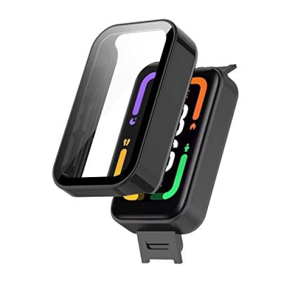 Hülle mit Glas Displayschutz Kompatibel mit Xiaomi Redmi Smart Band Pro - Hart PC Schutzhülle Vollschutz Kratzfest Display Schutzfolie Ultradünne Schutz Case für Xiaomi Redmi Smart Band Pro von KAREN66