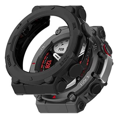 KAREN66 Hülle Kompatibel mit Amazfit T-Rex 2 Schutzhülle - Soft Silikon Stoßstange Schutzhülle ultradünne stoßfeste Hülle für Amazfit T-Rex 2 Outdoor Smartwatch Zubehör (Schwarz), One Size von KAREN66