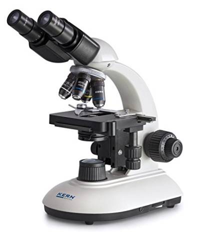 Durchlichtmikroskop [Kern OBE 108] Das Robuste für Anwendung in Schule, Ausbildung oder Labor, Optisches System: Achromatisch, Tubus: Binokular, Objektiv: 4x / 10x / 20x / 40x, Beleuchtung: 3W LED von KERN
