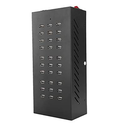 KIMISS High Speed ​​Hub 30 Port Hub Black Metal High Power Schnellladegerät 30 Ports USB Hub Ladestation für Handy Tablet(Eu 220V) von KIMISS