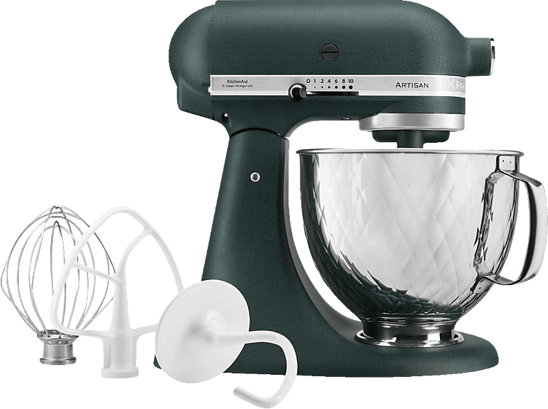 KITCHENAID 5KSM156QPEPP Küchenmaschine Pebbled Palm/Silber gesteppt (Rührschüsselkapazität: 4,8 Liter, 300 Watt) von KITCHENAID