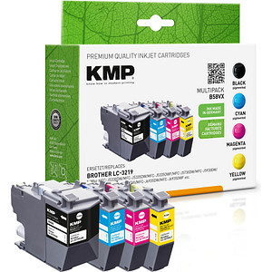 KMP B58VX  schwarz, cyan, magenta, gelb Druckerpatronen kompatibel zu brother LC-3219VALDR, 4er-Set von KMP