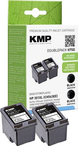 KMP Druckerpatrone ersetzt HP 301XL, CH563EE Kompatibel 2er-Pack Schwarz H75D 1719,4021 von KMP